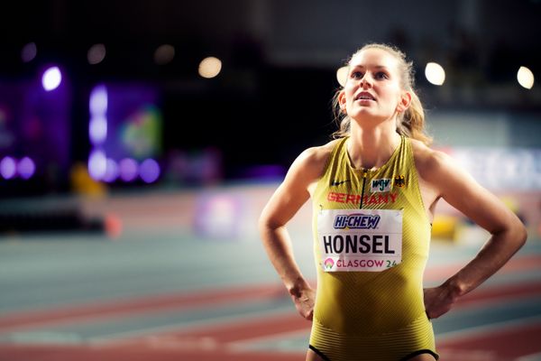 Christina Honsel (GER/Germany) beim Hochsprung am 01.03.2024 bei den World Athletics Indoor Championships in Glasgow (Schottland / Vereinigtes Königreich)