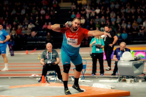 Bob Bertemes (LUX/Luxembourg) beim Kugelstoßen am 01.03.2024 bei den World Athletics Indoor Championships in Glasgow (Schottland / Vereinigtes Königreich)