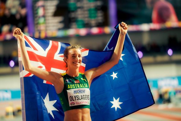 Nicola Olyslagers (AUS/Australia) am 01.03.2024 bei den World Athletics Indoor Championships in Glasgow (Schottland / Vereinigtes Königreich)