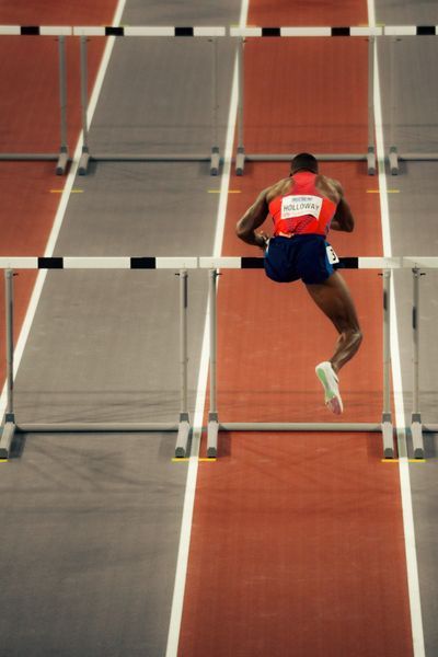 Grant Holloway (USA/United States of America) am 02.03.2024 bei den World Athletics Indoor Championships in Glasgow (Schottland / Vereinigtes Königreich)