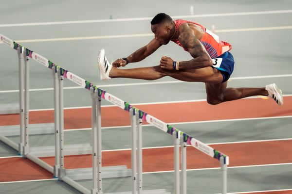 Grant Holloway (USA/United States of America) am 02.03.2024 bei den World Athletics Indoor Championships in Glasgow (Schottland / Vereinigtes Königreich)