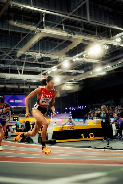 Audrey Werro (SUI/Switzerland) im 800m Halbfinale am 02.03.2024 bei den World Athletics Indoor Championships in Glasgow (Schottland / Vereinigtes Königreich)