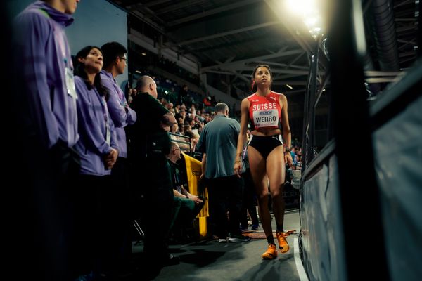 Audrey Werro (SUI/Switzerland) im 800m Halbfinale am 02.03.2024 bei den World Athletics Indoor Championships in Glasgow (Schottland / Vereinigtes Königreich)