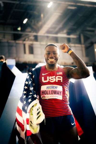 Grant Holloway (USA/United States of America) am 02.03.2024 bei den World Athletics Indoor Championships in Glasgow (Schottland / Vereinigtes Königreich)