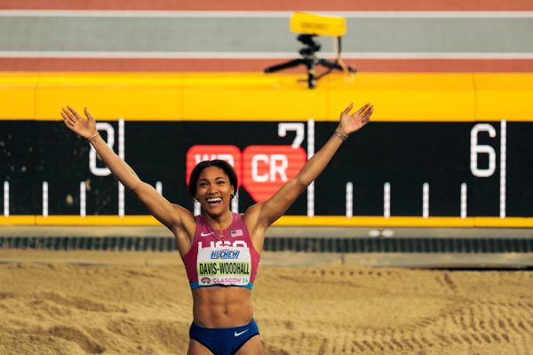 Tara Davis-Woodhall (USA/United States of America) am 03.03.2024 bei den World Athletics Indoor Championships in Glasgow (Schottland / Vereinigtes Königreich)