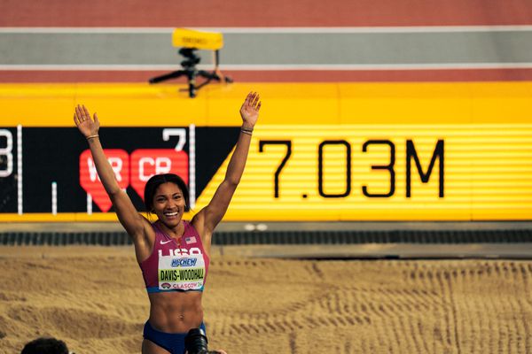 Tara Davis-Woodhall (USA/United States of America) am 03.03.2024 bei den World Athletics Indoor Championships in Glasgow (Schottland / Vereinigtes Königreich)