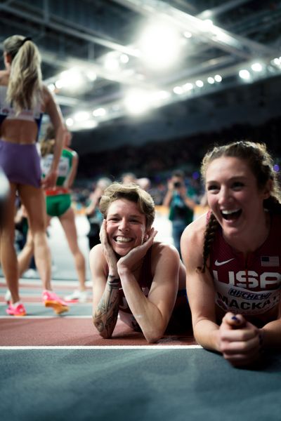 Nikki Hiltz (USA/United States of America) am 03.03.2024 bei den World Athletics Indoor Championships in Glasgow (Schottland / Vereinigtes Königreich)