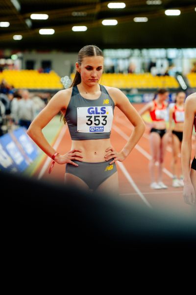 Lera Miller (VfL Löningen) waehrend den deutschen Jugend-Hallenmeisterschaften U20 am 15.02.2025 in der Helmut-Körnig-Halle in Dortmund