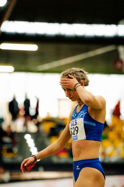 Lotta-Henrike Werner (LG Weserbergland) waehrend den deutschen Jugend-Hallenmeisterschaften U20 am 15.02.2025 in der Helmut-Körnig-Halle in Dortmund