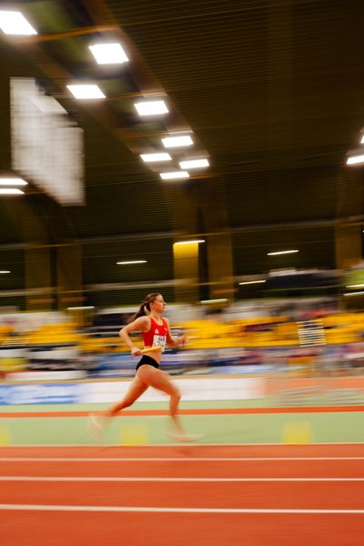 Lotta Sophie Reckert (LG Olympia Dortmund) waehrend den deutschen Jugend-Hallenmeisterschaften U20 am 15.02.2025 in der Helmut-Körnig-Halle in Dortmund