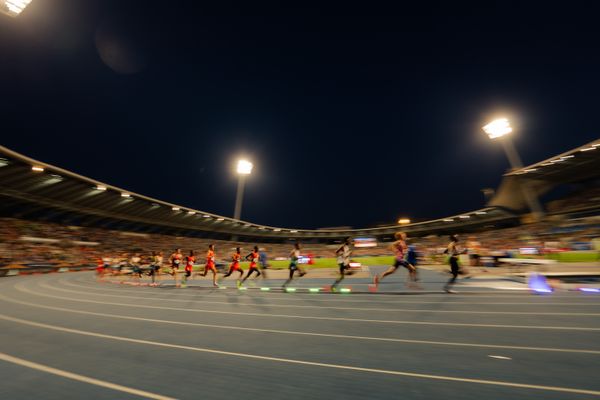Valentin Gondouin (France), Santiago Catrofe (Uruguay), Gemechu Dida (Ethiopia), Etienne Daguinos (France),irhanu Balew (Bahrain), Graham Blanks (United States), Jacob Krop (Kenya), Mezgebu Sime (Ethiopia), Adriaan Wildschutt (South Africa), Samuel Tefera (Ethiopia), Soufiane El Bakkali (Morocco), Yann Schrub (France), Jimmy Gressier (France), Nico Young (United States), Yomif Kejelcha (Ethiopia), Addisu Yihune (Ethiopia), Jude Thomas (Australia), Boaz Kiprugut (Kenya) during the 5000m race at the Wanda Diamond League MEETING de Paris on 20/06/2025 in Paris