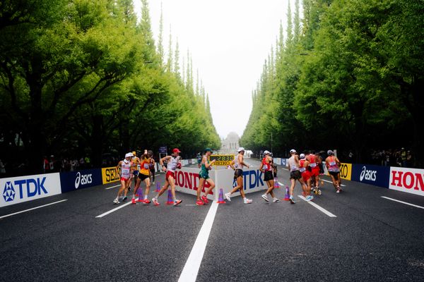 Aurélien Quinion (FRA), Christopher Linke (GER), Evan Dunfee (CAN) during the 35km race walk at the World Athletics Championships on 13.09.2025 in Tokyo.