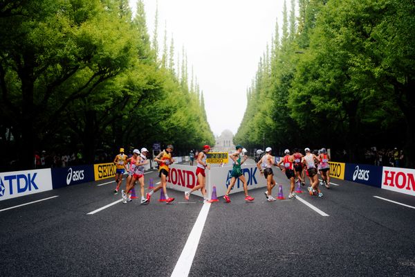 Aurélien Quinion (FRA), Christopher Linke (GER), Evan Dunfee (CAN) during the 35km race walk at the World Athletics Championships on 13.09.2025 in Tokyo.