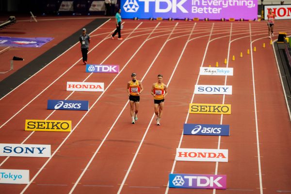 Johannes Frenzl (GER), Jonathan Hilbert (GER) during the 35km race walk at the World Athletics Championships on 13.09.2025 in Tokyo.