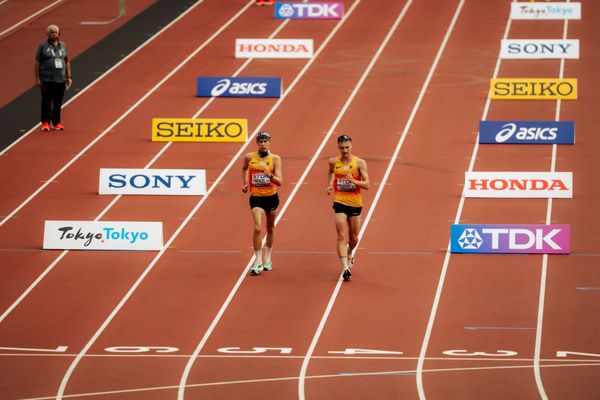 Johannes Frenzl (GER), Jonathan Hilbert (GER) during the 35km race walk at the World Athletics Championships on 13.09.2025 in Tokyo.