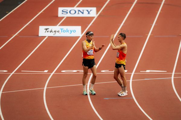 Johannes Frenzl (GER), Jonathan Hilbert (GER) during the 35km race walk at the World Athletics Championships on 13.09.2025 in Tokyo.