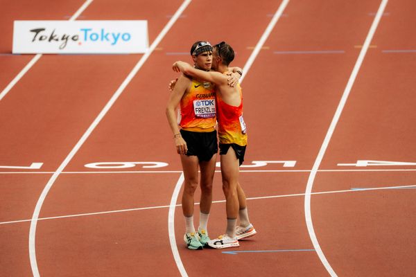 Johannes Frenzl (GER), Jonathan Hilbert (GER) during the 35km race walk at the World Athletics Championships on 13.09.2025 in Tokyo.
