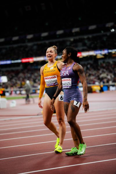 Gina Lückenkemper (GER), Sha'carri Richardson (USA) during the World Athletics Championships on 13.09.2025 in Tokyo.