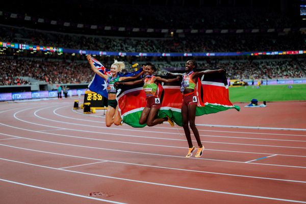 Jessica Hull (AUS), Faith Kipyegon (KEN), Dorcus Ewoi (KEN) during the World Athletics Championships on 16.09.2025 in Tokyo.