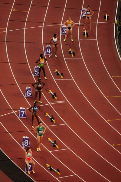 Heat 2 with Olivia Fotopoulou (CYP), Jessica Bianca Wessolly (GER), Maria Carmona (NCA), Jessika Gbai (CIV), Thelma Davies (LBR), Melissa Jefferson Wooden (USA), Mia Gross (AUS), Helene Parisot (FRA) during the World Athletics Championships on 17.09.2025 in Tokyo.