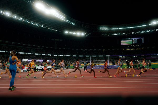 5000m Heat 1 with Elena Burkard (GER), Birke Haylom (ETH), Shelby Houlihan (USA), Elise Cranny (USA), Lucia Stafford (CAN), Joy Cheptoyek (UGA), Nadia Battocletti (ITA) during the World Athletics Championships on 18.09.2025 in Tokyo.