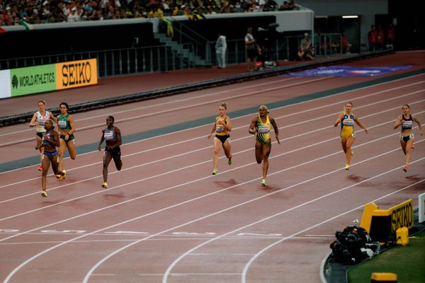 Sophia Junk (GER), Jasmine Moore (USA), Julia Henriksson (SWE), Olivia Fotopoulou (CYP) during the World Athletics Championships on 18.09.2025 in Tokyo.