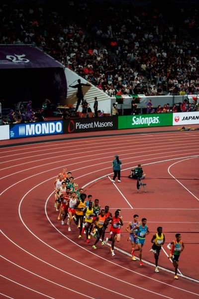Mohamed Abdilaahi (GER, Reed Fischer (USA), Jimmy Gressier (FRA), Niels Laros (NED), Jakob Ingebrigtsen (NOR), Cornelius Kemboi (KEN) during the World Athletics Championships on 19.09.2025 in Tokyo.