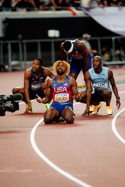 Noah Lyles (USA), Letsile Tebogo (BOT) during the World Athletics Championships on 19.09.2025 in Tokyo.