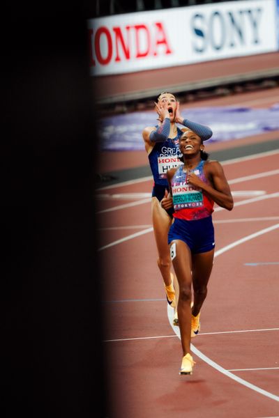 Melissa Jefferson Wooden (USA), Amy Hunt (GBR) during the World Athletics Championships on 19.09.2025 in Tokyo.