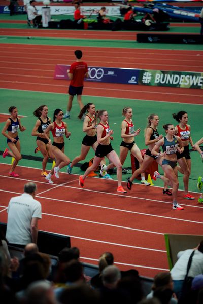 1500m der Frauen am 01.03.2026 bei den Deutschen Hallen Meisterschaften in der Helmut-Körnig-Halle in Dortmund