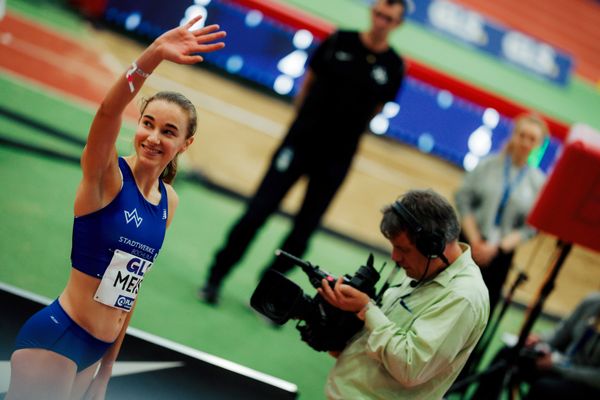 Verena Meisl (TV Wattenscheid 01) am 01.03.2026 bei den Deutschen Hallen Meisterschaften in der Helmut-Körnig-Halle in Dortmund