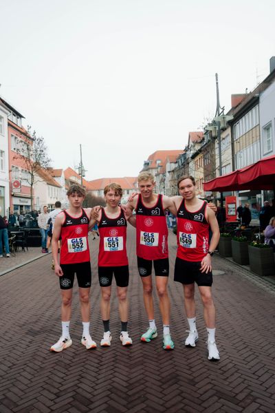 Jakob Langen (LG Osnabrück), Matthias Apel (LG Osnabrück), Jan Henrik Küthe (LG Osnabrück), Henning Jeschke (LG Osnabrück) am 08.03.2026 bei den Deutschen Meisterschaften 10 km Straße in Uelzen