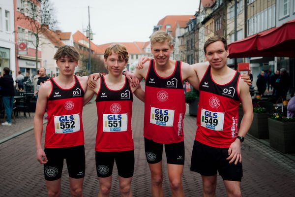 Jakob Langen (LG Osnabrück), Matthias Apel (LG Osnabrück), Jan Henrik Küthe (LG Osnabrück), Henning Jeschke (LG Osnabrück) am 08.03.2026 bei den Deutschen Meisterschaften 10 km Straße in Uelzen