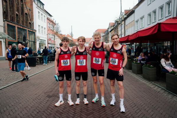 Jakob Langen (LG Osnabrück), Matthias Apel (LG Osnabrück), Jan Henrik Küthe (LG Osnabrück), Henning Jeschke (LG Osnabrück) am 08.03.2026 bei den Deutschen Meisterschaften 10 km Straße in Uelzen