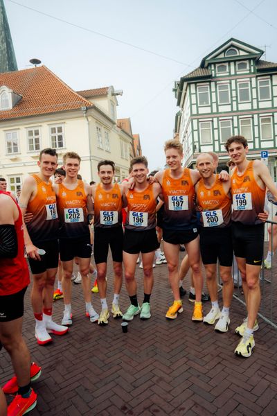 Niklas Buchholz (Franconia Athletics), Jakob Dieterich (Franconia Athletics), Maximilian Berger (Franconia Athletics), Friedrich Biniok (Franconia Athletics), Brian Weisheit (Franconia Athletics), Florian Bremm (Franconia Athletics), Nick Jäger (Franconia Athletics) am 08.03.2026 bei den Deutschen Meisterschaften 10 km Straße in Uelzen