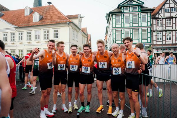 Niklas Buchholz (Franconia Athletics), Jakob Dieterich (Franconia Athletics), Maximilian Berger (Franconia Athletics), Friedrich Biniok (Franconia Athletics), Brian Weisheit (Franconia Athletics), Florian Bremm (Franconia Athletics), Nick Jäger (Franconia Athletics) am 08.03.2026 bei den Deutschen Meisterschaften 10 km Straße in Uelzen
