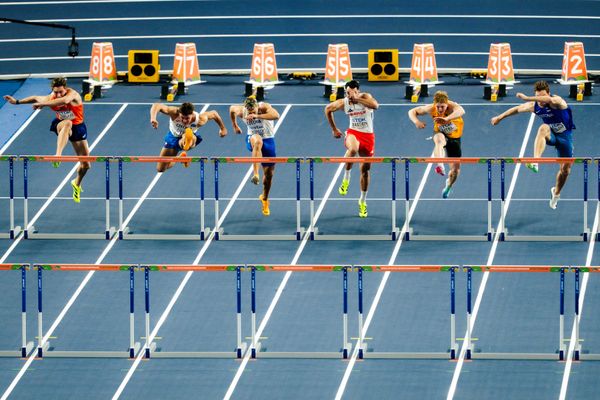 Jeff Tesselaar (Netherlands), Vilém Stráský (Czechia), Téo Bastien (France), Manuel Eitel (Germany), Rasmus Roosleht (Estonia) on 21.03.2026 at the World Athletics Indoor Championships 2026 in Torun