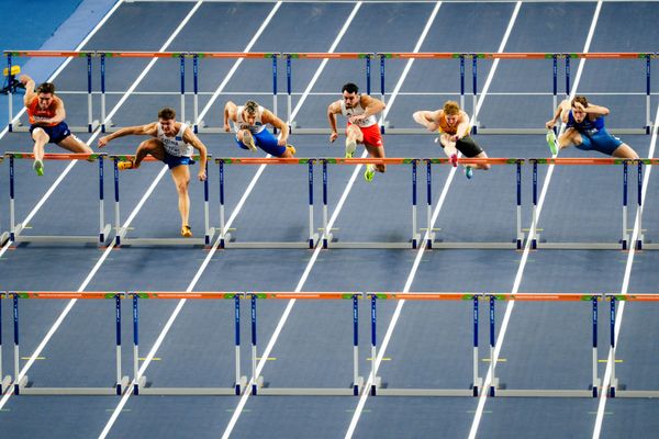 Jeff Tesselaar (Netherlands), Vilém Stráský (Czechia), Téo Bastien (France), Manuel Eitel (Germany), Rasmus Roosleht (Estonia) on 21.03.2026 at the World Athletics Indoor Championships 2026 in Torun