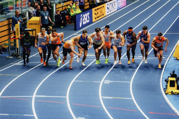 Manuel Eitel (Germany), Jeff Tesselaar (Netherlands), Simon Ehammer (Switzerland), Vilém Stráský (Czechia) on 21.03.2026 at the World Athletics Indoor Championships 2026 in Torun
