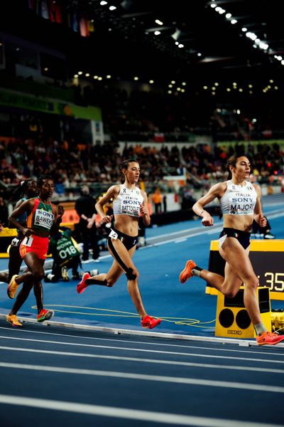 Aleshign Baweke (Ethiopia), Nadia Battocletti (Italy), Micol Majori (Italy) on 21.03.2026 at the World Athletics Indoor Championships 2026 in Torun
