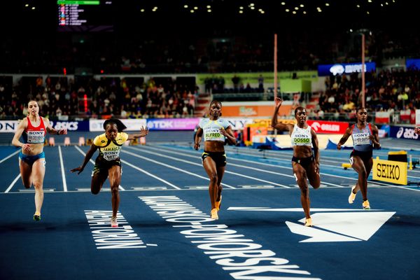Patrizia Van Der Weken (Luxembourg), Jonielle Smith (Jamaica), Julien Alfred (Saint Lucia), Zaynab Dosso (Italy), Dina Asher-Smith (Great Britain & N.I.) on 21.03.2026 at the World Athletics Indoor Championships 2026 in Torun