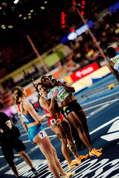 Ewa Swoboda (Poland), Julien Alfred (Saint Lucia) on 21.03.2026 at the World Athletics Indoor Championships 2026 in Torun