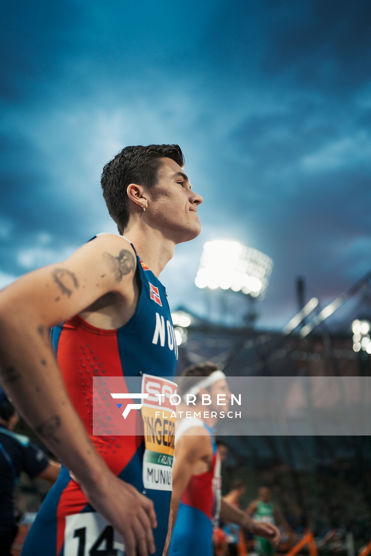 Jakob Ingebrigtsen (NOR) im 1500m Vorlauf am 15.08.2022 bei den Leichtathletik-Europameisterschaften in Muenchen