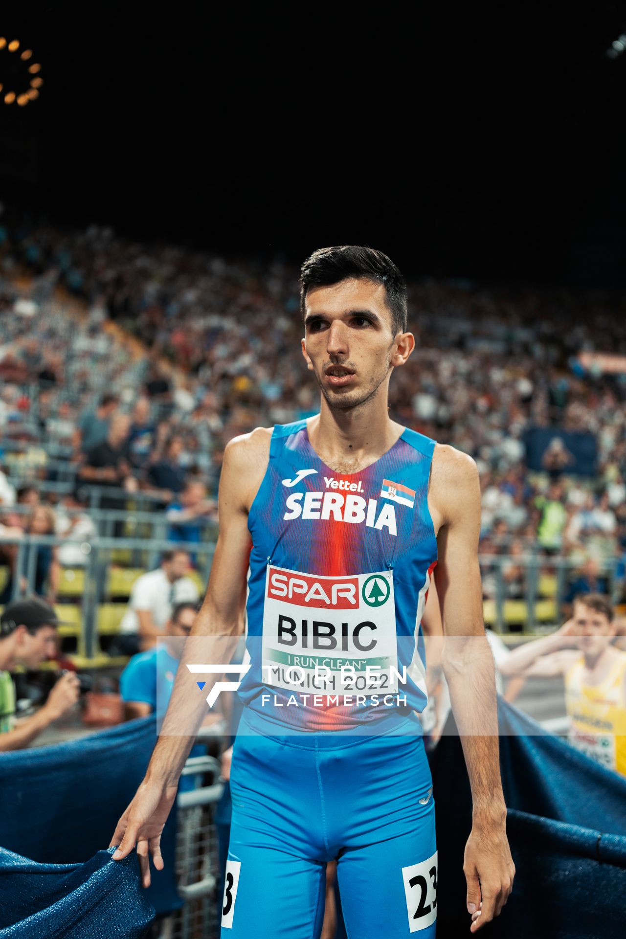 Elzan Bibic (SRB) im 5000m Finale am 16.08.2022 bei den Leichtathletik-Europameisterschaften in Muenchen