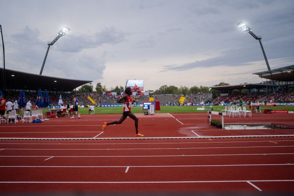 Mohamed Abdilaahi (LG Olympia Dortmund) während der 113. Deutschen Leichtathletik-Meisterschaften am 09.07.2023 im Auestadion in Kassel