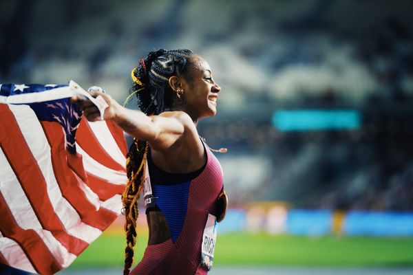 Sha'Carri Richardson (USA/United States) during the 10,000 Metres on Day 3 of the World Athletics Championships Budapest 23 at the National Athletics Centre in Budapest, Hungary on August 21, 2023.